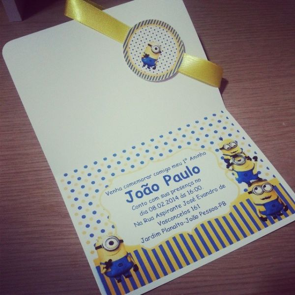Convite Infantil meu 1 aninho (Tema Minions)